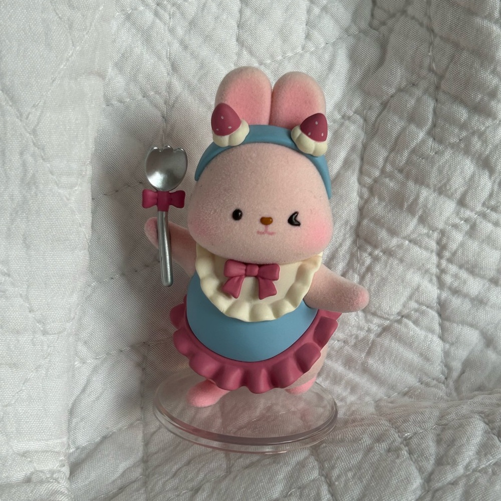 Cute Pink and Blue Bunny Figurine